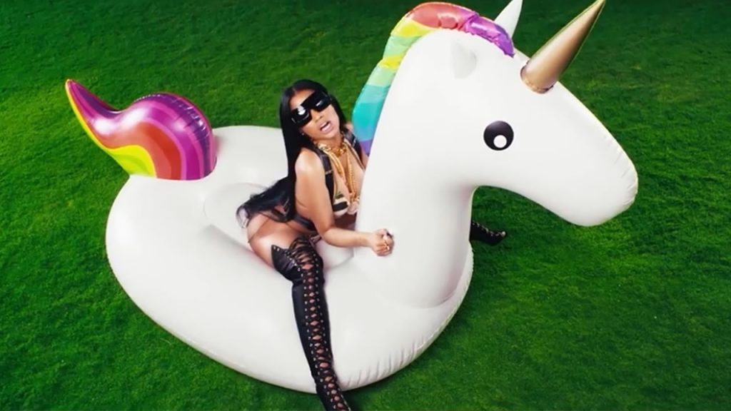Nicki Minaj scores MAJOR Modeling Contract & Rides Inflatable Unicorn in “Make Love” Video