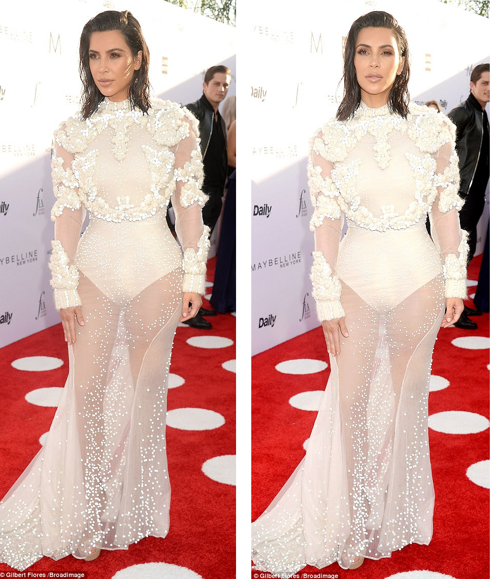 Kim Kardashian stuns in Embellished see-through Gown