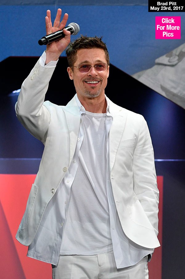 Brad Pitt Getting His Sexy Back on in All White at ‘War Machine’ Premiere in Tokyo