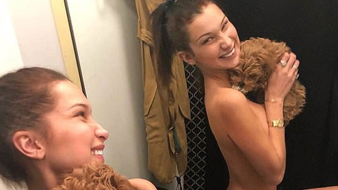 Bella Hadid Poses Nude AGAIN…this Time with a PUPPY!