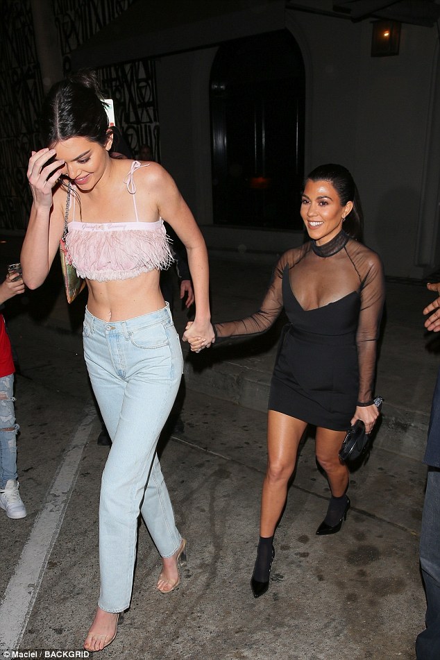 Kourtney Kardashian in Racy Sheer Top as Kendall Flaunts in Her Incredible Abs